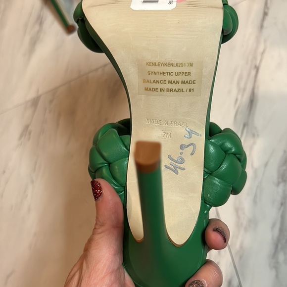 Steve Madden Kenley heeled woven slide sandal shoe green size 7 - Picture 5 of 5